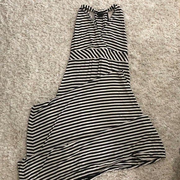 Ann Taylor B&W Striped Halter Maxi Dress - Picture 2 of 6